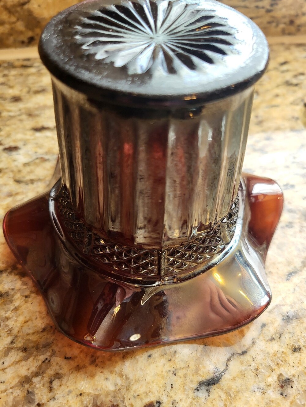 Stamped Northwood Iridescent Purple Decorative Glass Hat Vase - Home Art - Picture 8 of 12